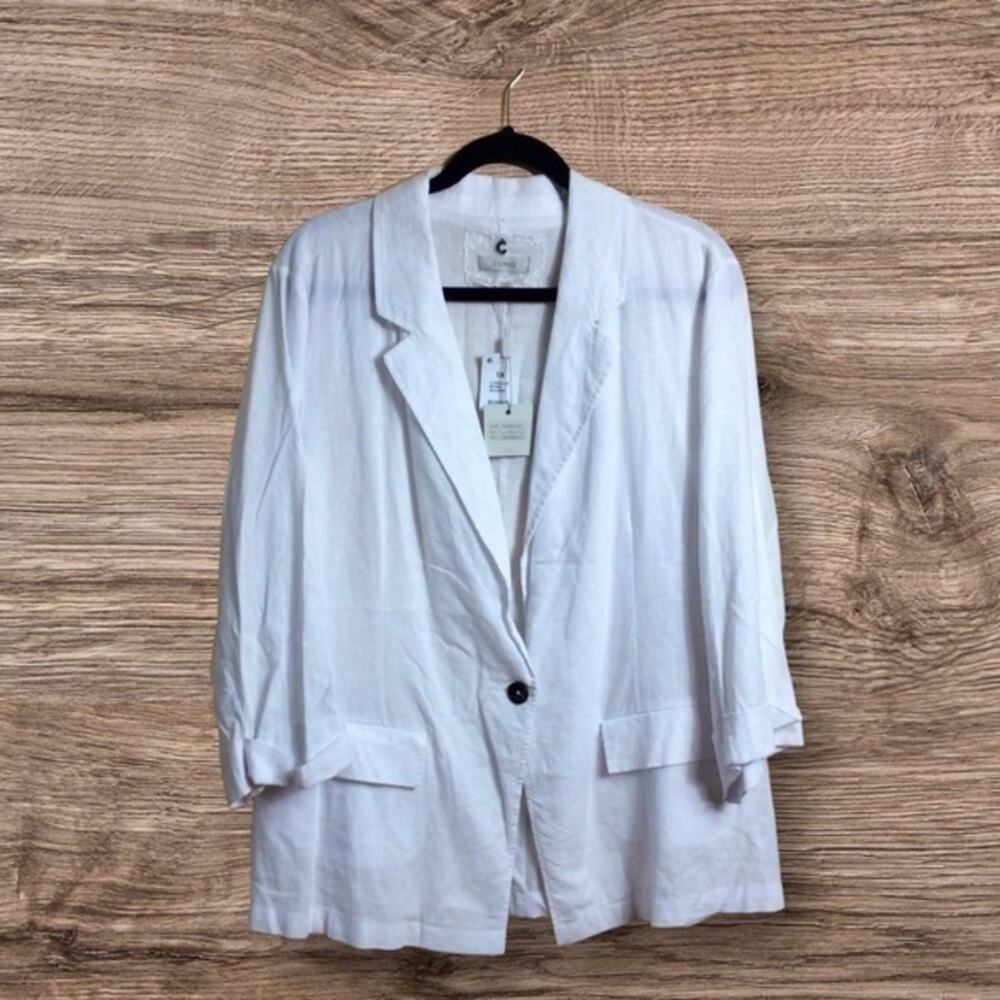 NWT CUPIO white linen blend Blazer. 1X. 3/4 sleeve. Oversized